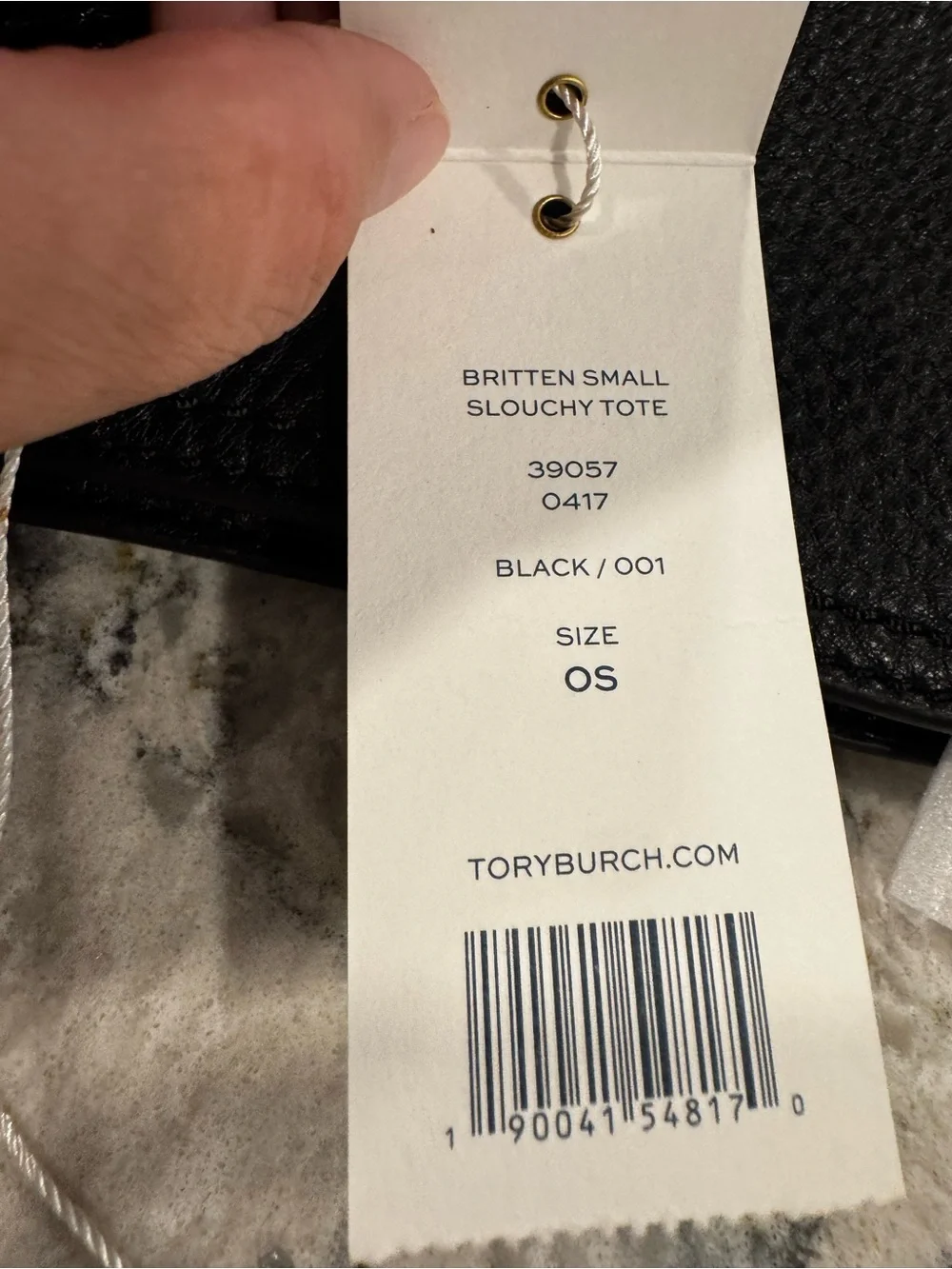 Tory Burch Black Leather Shoulder Tote with Gold Logo & Chain